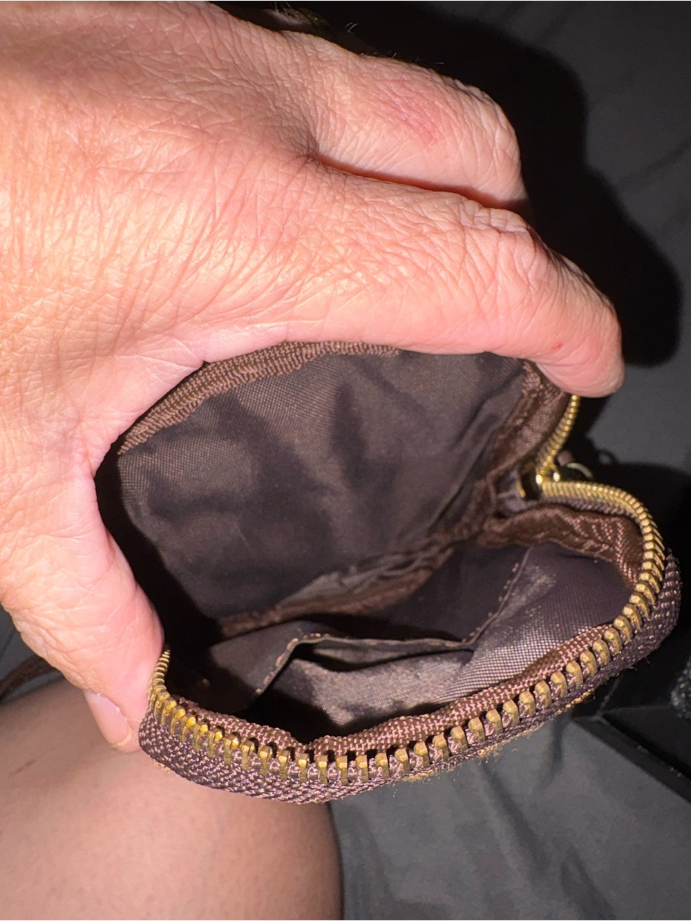 Compact Brown Zip Crossbody